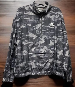 Chaqueta cortavientos Reebok Track - Pullover camuflado 1/2 cremallera, gris, manga larga, largo - Imagen 1 de 6