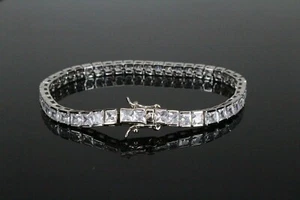 Brazalete de tenis cuadrado baguette de 4 mm Brazalete de diamantes VVS1 simulado de laboratorio de 10 quilates - Imagen 1 de 6