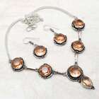 Morganite Gemstone Ethnic Handmade Necklace+Earring Jewelry 30 Gms  AN 14956