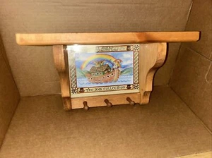 Noah's Ark Decorative Wooden Shelf w/3 Peg Holders A0300 - Picture 1 of 5