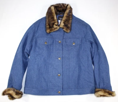 Dennis Basso пальто женщин большой джинсовой ткани куртка изолированный искусственного меха отделки синий - Изображение 1 из 4