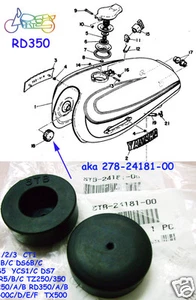 Yamaha R5 DS7 RD350 RD400 TZ350 RD350YPVS RZ350 Tank Damper x2 NOS 3TB-24181-00 - Picture 1 of 3
