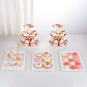NWK 5 Piece Cake Stand Set with 2xLarge 3-Tier Cupcake Stands + 3X Appetizer ...