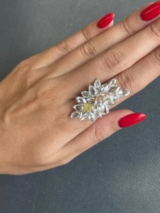 Gorgeous Cluster Ring With 1.25 CT Lab-Created Citrine & 4.85 CT Multi Gemstone - Picture 1 of 8