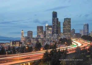 Seattle Skyline & Freeway Washington Foto Bild Druck 4X6, 5X7, 8X10, 8.5X11 - Bild 1 von 1