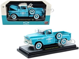 1958 CHEVROLET APACHE STEPSIDE PICKUP LIGHT BLUE 1/24 DIECAST BY M2 40300-130 A - Picture 1 of 3