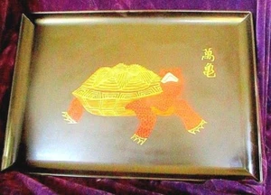 VINTAGE 60ER JAHRE MODERNIST INTARSIERTES SCHILDKRÖTEN-TABLETT VON COURAC. - Bild 1 von 4