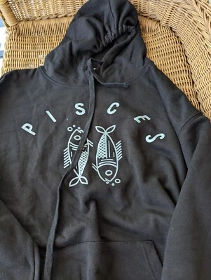 piscis sudadera con capucha negra talla grande Foto 1 de 4