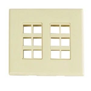 Construct Pro™ 12-Port Keystone Wall Plate with Screwless Face (Ivory) - Picture 1 of 5
