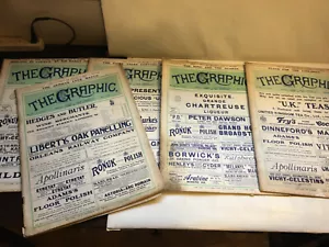 The Graphic Newspaper , 1912, 1913, Lot of 5 Illustrated Papers - Picture 1 of 12
