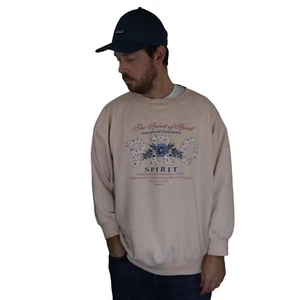 Vtg 90s Pro Spirit Floral Pink Crewneck Sweatshirt Womens Sz Large XL Barbiecore - Picture 1 of 10