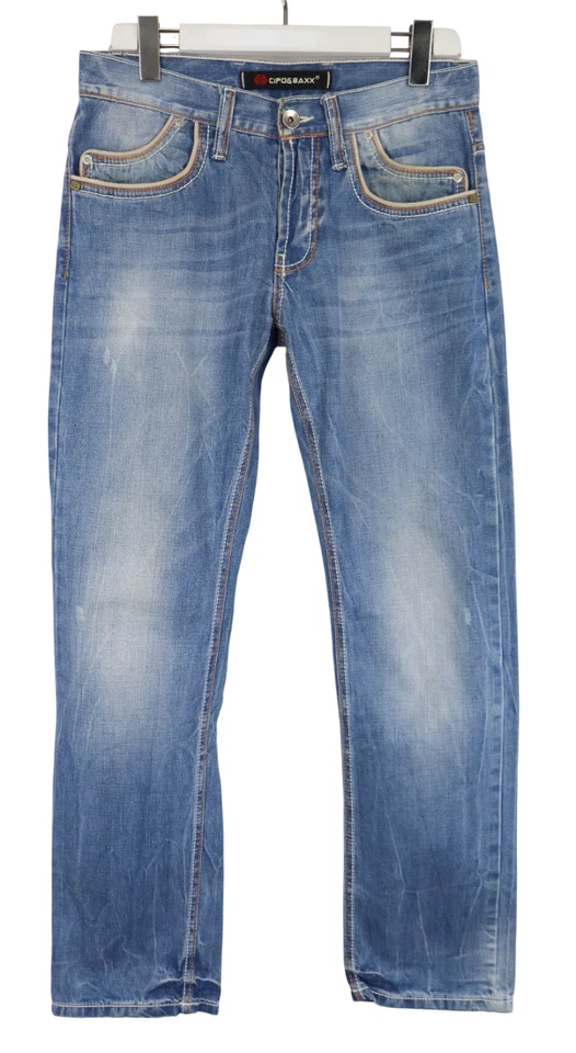 Bigotes Cipo & Baxx para hombre W30/L32 azul desteñido botón recto mosca Foto 1 de 4