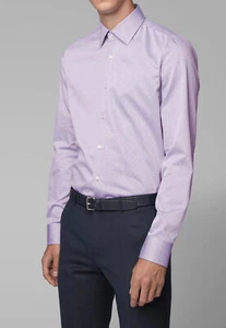 HUGO BOSS Purple Pin Dot Slim Fitted mens Dress Shirt 15 (38) - Picture 1 of 5