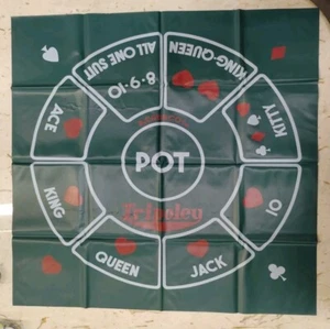 Vintage 1960's CADACO TRIPOLEY Vinyl Game Mat Hearts Poker - Picture 1 of 13