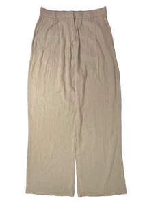 Abercrombie & Fitch Tailored Wide Leg Linen Blend Pants Women's M Tan High Rise - Picture 1 of 22