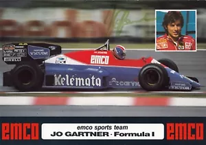 SIGNED JO GARTNER OSELLA FA1 F1 TEAM 1984 EMCO AUTOGRAPH SPONSOR CARD PHOTO - Picture 1 of 3