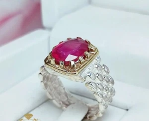 Original Ruby Ring Unheated Untreated Ruby For Men Christmas Gift Ring Silver A+ - Picture 1 of 2