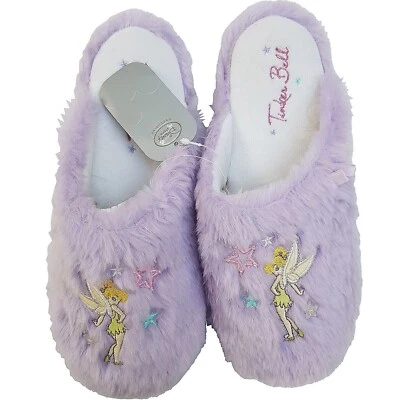 Disney Store Tinker Bell Slippers Purple Plush Fluffy Adults Mule UK Size 7-8 - Image 1 of 4