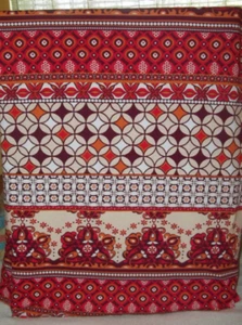 RETRO Jersey Stoff - Calico Kathedrale + Design - elfenbeinorange Cranberry 41⁄2 Yds - Bild 1 von 4