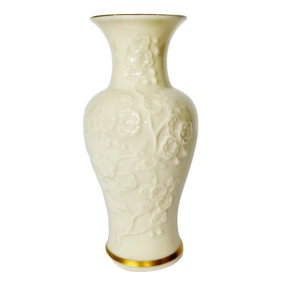 Lenox Ming Blossom 6 1/2" Vase 24K Goldrand, geprägte Blume USA Kirsche 6,5 Zoll - Bild 1 von 4