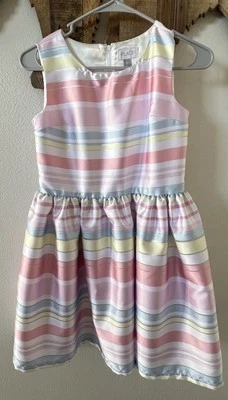 CHILDREN'S PLACE Sleeveless Dress Pastel Stripes Dress Size 12 - Image 1 of 4