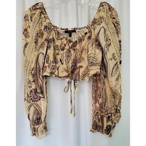 Studio F Bluse Puffärmel mit Spitze & Paisleymuster Gr. M Boho - Bild 1 von 4