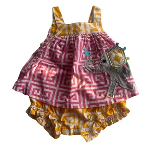 Pannolino a scatto rosa e oro rosa e oro estivo elefante e uccellino bambina 6-9 mesi fango torta - Foto 1 di 9