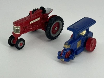 ERTL McCormick Farmall 350 Diecast Tractor & Blue Steamroller Toy Lot - Image 1 of 4