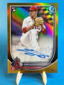 2025 Bowman Chrome Sam Aldegheri True Gold Auto Rookie RC #28/50 Angels - Bild 1 von 2