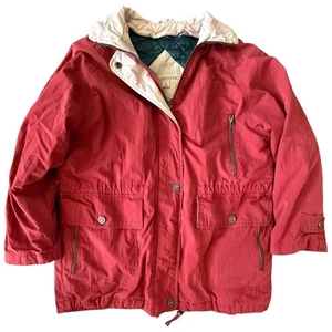 London Fog Red Quilted Lined Windbreaker Jacket Men’s Medium 90s Outdoor Coat - Bild 1 von 4