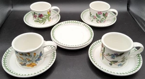 4 Vintage Portmeirion The Botanic Garden Flat Drum Cups & 6 Saucers - Picture 1 of 10