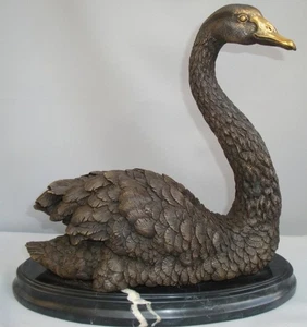 Statue Schwan Vogel Tierwelt Art Deco Stil Art Nouveau Jugendstil Stil Massive B - Picture 1 of 6