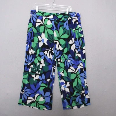 Chico Pants 3P or XLP Floral  Slinky Pull On Crop Beachy Travel Boho Palazzo - Image 1 of 4