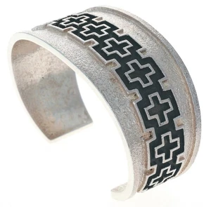Navajo Rug Design Bracelet By Navajo Artist Lance Plummer - Picture 1 of 5