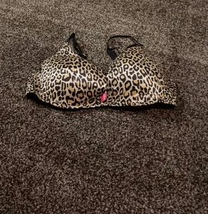 Victoria's Secret Pink Push-Up Cheetah Print Underwire Bra Size 34C - Picture 1 of 2