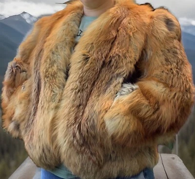 ¿Zorro rojo animal esponjoso genuino vintage? Abrigo chaqueta de piel MCM Mob Wife tal cual Foto 1 de 4