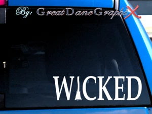 Wicked con texto escoba - Divertido - Calcomanía de vinilo - Elección de color - ALTA CALIDAD - Imagen 1 de 2