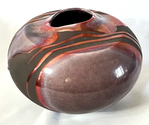 Vintage Mid Century Tony Evans Raku Art Pottery Vase Vessel Signed Numbered 281 - Picture 1 of 5