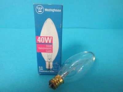 WESTINGHOUSE B9 TORPEDO REPLACEMENT LAMP 40W E12 CANDELABRA BASE 365 LUMEN 120V - Image 1 of 4