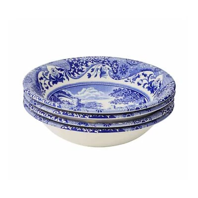 Cuencos de cereales de porcelana Spode Blue Italian Collection, juego de 4, 6,5", azul blanco Foto 1 de 4