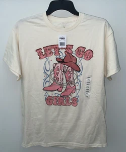 Goodie Two Sleeves Let's Go Girls T-Shirt Womens L Cowgirl Short Sleeve - Picture 1 of 6