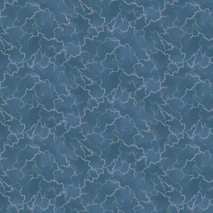 Quilting Treasures – Wild Bison – Ominous Skies Lightning – Blue - Picture 1 of 5