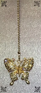 Handcrafted Champagne Rose Gold Butterfly With Crystal Rhinestones Fan Pull - Picture 1 of 5
