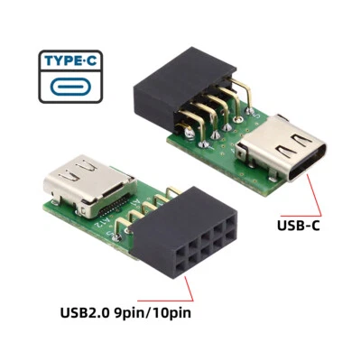 CABLECY Single Port USB 3.1 Type C USB-C Female to USB 2.0 Motherboard 9pin - Image 1 of 4