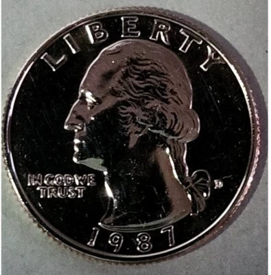 USA - ¼ Dollar -1987 - D - Washington Quarter -Nickel Plated Copper - 164a - 25C - Image 1 of 4