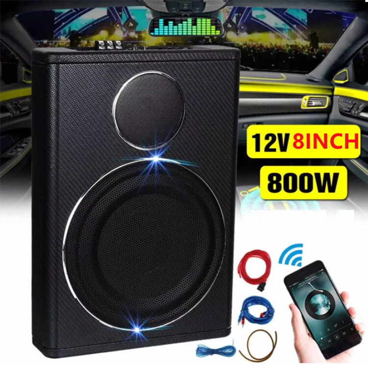 SUBWOOFER AMPLIFICATO ATTIVO CASSA BASS REFLEX SOTTO SEDILE AUTO TUNING 800W，8“ - Immagine 1 di 4