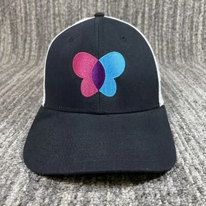 The North Face Snapback Trucker Hat Black White Mesh Back EBRP Butterfly NWT - Picture 1 of 9