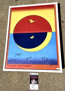 YOUNG THE GIANT Band SIGNED + FRAMED 18x24 Tour Poster JSA COA - Picture 1 of 2