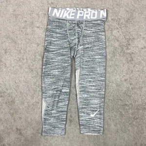 Nike Pro Hypercool Tight Mens Small Gray Cropped Workout Gym Training Space Dye - Picture 1 of 10