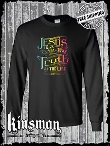 Camiseta Jesus is the Way, Truth, Life Mangas Largas Juan 14:6 Christian God Bible - Imagen 1 de 1